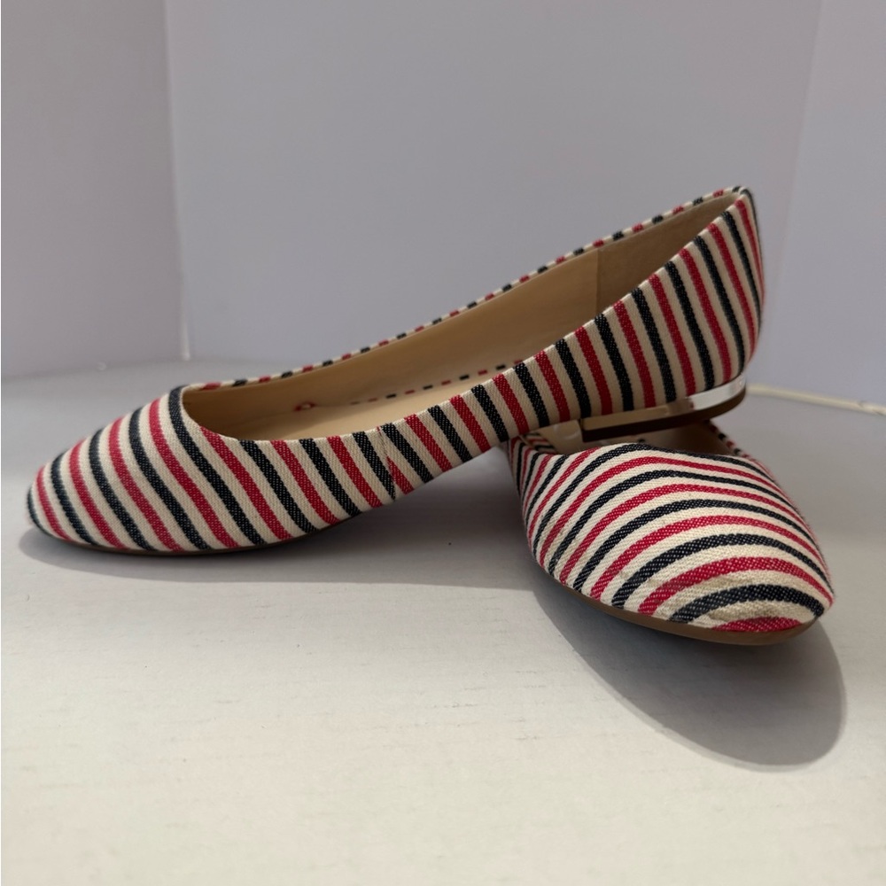 Jessica Simpson Red White blue Striped Flats shoes size 7.5